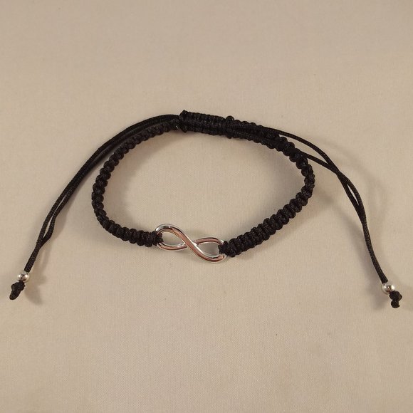 Men's Black Braided Weaved Rope Bracelet Infinity 8 Charm Adjustable Party Gift - Picture 4 of 4